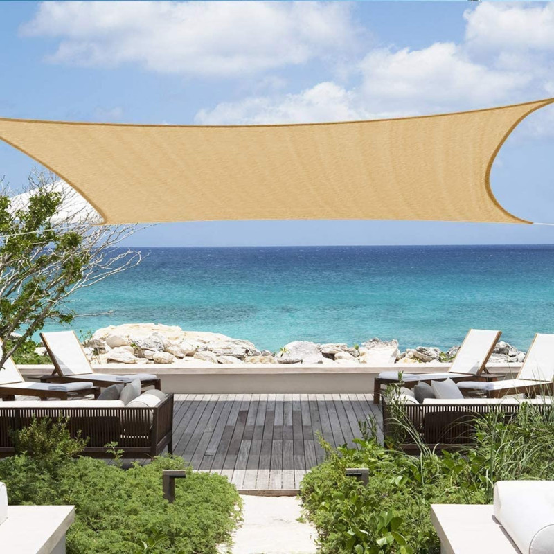 D&D Sun Shade Sail Canopy, Outdoor Breathable Rectangle Sail Shade, UV-Block Resistant for Patio Garden (2x3M)