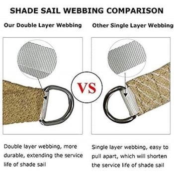 D&D Sun Shade Sail Canopy, Outdoor Breathable Rectangle Sail Shade, UV-Block Resistant for Patio Garden (3x3M)