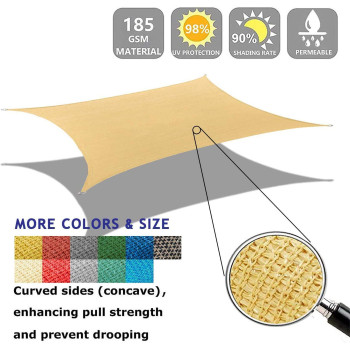 D&D Sun Shade Sail Canopy, Outdoor Breathable Rectangle Sail Shade, UV-Block Resistant for Patio Garden (3x5M)