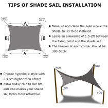 D&D Sun Shade Sail Canopy, Outdoor Breathable Rectangle Sail Shade, UV-Block Resistant for Patio Garden (3x5M)