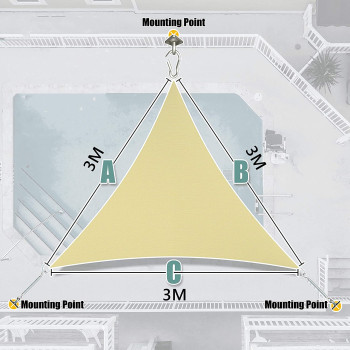 D&D Sun Shade Sail, Triangle UV Protection Umbrella, Sun Shades for Outdoor, Patio, Garden (3x3x3m)