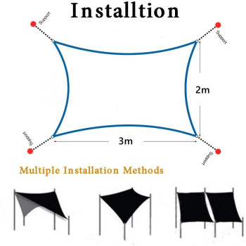 D&D Waterproof Sun Shade Sail, Rectangle UV Block Sunscreen Awning, Outdoor Garden Beach Patio Canopy (2x3m)