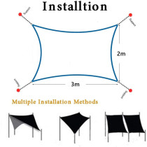 D&D Waterproof Sun Shade Sail, Rectangle UV Block Sunscreen Awning, Outdoor Garden Beach Patio Canopy (2x3m)