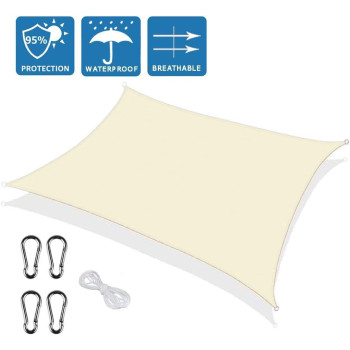 D&D Waterproof Sun Shade Sail, Rectangle UV Block Sunscreen Awning, Outdoor Garden Beach Patio Canopy (2x3m)