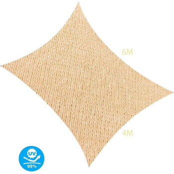 D&D EM Sun Shade Sail Canopy,Rectangle Shade Cloth UV Block Sunshade Fabric - Outdoor Cover Awning Shelter for Pergola Backyard Garden Yard (4 * 6M)