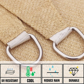 D&D EM Triangle Shade Sail 95% 185GSM UV Block Canopy Sun Shade Cloth for Outdoor Patio Lawn Garden Backyard Sand (3 * 3 * 3M)