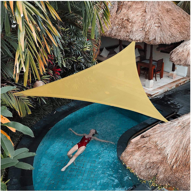 D&D EM Triangle Shade Sail 95% 185GSM UV Block Canopy Sun Shade Cloth for Outdoor Patio Lawn Garden Backyard Sand (5 * 5 * 5M)