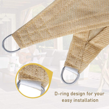 D&D EM Triangle Shade Sail 95% 185GSM UV Block Canopy Sun Shade Cloth for Outdoor Patio Lawn Garden Backyard Sand (5 * 5 * 5M)