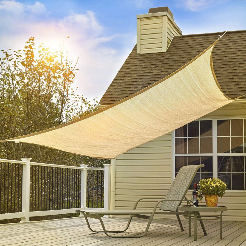 D&D PA Original Rectangle Sun Shade Sail - 185Gsm Uv Blocking Outdoor Canopy Awning for Backyard, Garden, Pool, Patio - Stainless Steel D-Rings Attached for Lightning-Fast Installation
