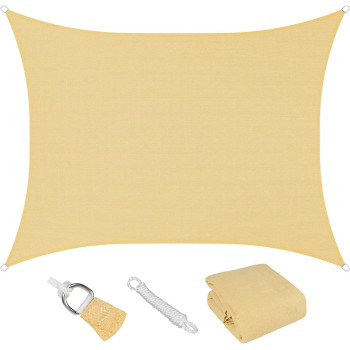 D&D PA Sun Shade Sail Rectangle, Sun Blocking Canopy Sail for Patios, Lawn, Porch, Deck, Backyard, Pergola or Outdoor Activities, 95% UV Blockage & Breathable Material, Sand