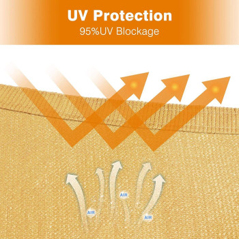 D&D PA Sun Shade Sail Rectangle, Sun Blocking Canopy Sail for Patios, Lawn, Porch, Deck, Backyard, Pergola or Outdoor Activities, 95% UV Blockage & Breathable Material, Sand