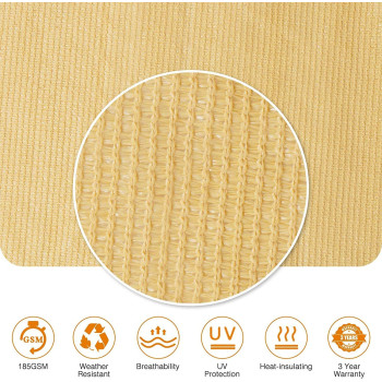 D&D PA Sun Shade Sail Rectangle, Sun Blocking Canopy Sail for Patios, Lawn, Porch, Deck, Backyard, Pergola or Outdoor Activities, 95% UV Blockage & Breathable Material, Sand