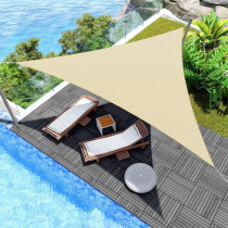 D&D PA Sun Shade Sail Triangle Canopy for Patio Garden Awning Canopy Shade Cover UV Block Fabric Durable Outdoor for Shading Backyard Pool Pond Pergola With 3 Tie Ropes (3 X 3 X 3 M,Beige)