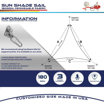 D&D PA Sun Shade Sail Triangle Canopy for Patio Garden Awning Canopy Shade Cover UV Block Fabric Durable Outdoor for Shading Backyard Pool Pond Pergola With 3 Tie Ropes (3 X 3 X 3 M,Beige)