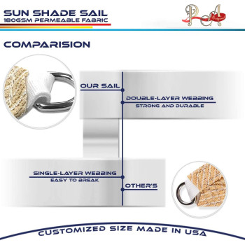 D&D PA Sun Shade Sail Triangle Canopy for Patio Garden Awning Canopy Shade Cover UV Block Fabric Durable Outdoor for Shading Backyard Pool Pond Pergola With 3 Tie Ropes (3 X 3 X 3 M,Beige)