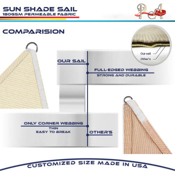 D&D PA Sun Shade Sail Triangle Canopy for Patio Garden Awning Canopy Shade Cover UV Block Fabric Durable Outdoor for Shading Backyard Pool Pond Pergola With 3 Tie Ropes (3 X 3 X 3 M,Beige)