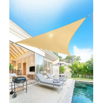 D&D PA Sun Shade Sail Triangle Canopy for Patio Garden Awning Canopy Shade Cover UV Block Fabric Durable Outdoor for Shading Backyard Pool Pond Pergola With 3 Tie Ropes (5 X 5 X 5 M,Beige)
