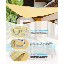 D&D PA Sun Shade Sail Triangle Canopy for Patio Garden Awning Canopy Shade Cover UV Block Fabric Durable Outdoor for Shading Backyard Pool Pond Pergola With 3 Tie Ropes (5 X 5 X 5 M,Beige)