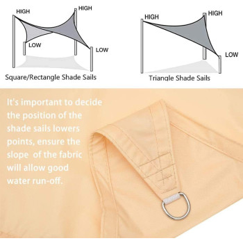 DD PA Sun Sail Shade Square Waterproof Outdoor UV Protection Summer Cool Party Beach Leisure Awning Canopy For Garden With 4 Tie Ropes Outdoor Patio Carport Facility and Activities