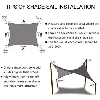 DD PA Sun Sail Shade Square Waterproof Outdoor UV Protection Summer Cool Party Beach Leisure Awning Canopy For Garden With 4 Tie Ropes Outdoor Patio Carport Facility and Activities