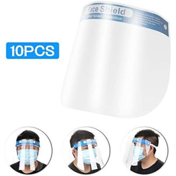 Decdeal 10pcs Enlarged Transparent High-definition Protective Mask Head-mounted Iso-lation Protective Face Shield Anti-fog Iso-lation Face Mask