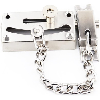 dingchi Slide Bolt Latch Gate Latches Safety Door Lock with Anti-Theft Chain and Spring lock,Heavy Duty Stainless Steel Brushed Nickel Finish