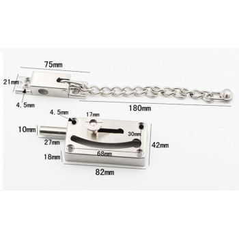 dingchi Slide Bolt Latch Gate Latches Safety Door Lock with Anti-Theft Chain and Spring lock,Heavy Duty Stainless Steel Brushed Nickel Finish