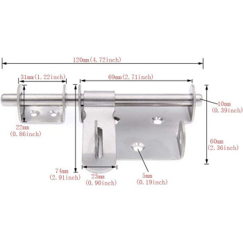 dingchi Sliding Bolt Gate Door Latch Lock, Slide Bolt Lock, 4 Inch Stainless Steel Security Barrel Latch Hasp with Padlock Hole for Fence Interior Door Brushed Finish