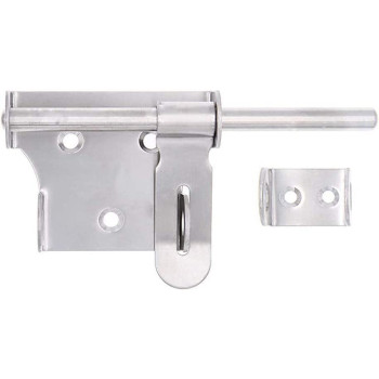 dingchi Sliding Bolt Gate Door Latch Lock, Slide Bolt Lock, 4 Inch Stainless Steel Security Barrel Latch Hasp with Padlock Hole for Fence Interior Door Brushed Finish