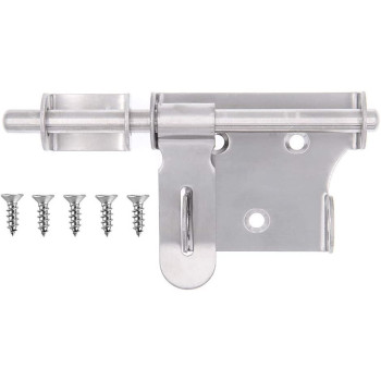 dingchi Sliding Bolt Gate Door Latch Lock, Slide Bolt Lock, 4 Inch Stainless Steel Security Barrel Latch Hasp with Padlock Hole for Fence Interior Door Brushed Finish