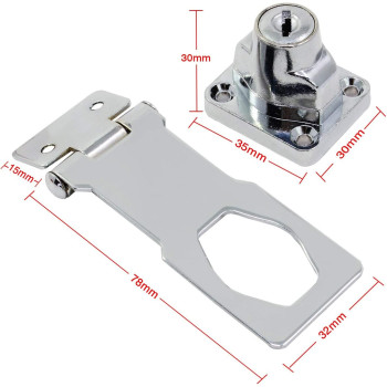 dingchi Twist Knob Keyed Locking Hasp for Small Doors, Cabinets and More, Steel, Keyed Hasp Lock in Chrome Plated, Metallics Hasp