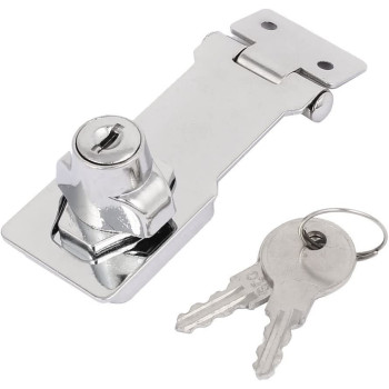 dingchi Twist Knob Keyed Locking Hasp for Small Doors, Cabinets and More, Steel, Keyed Hasp Lock in Chrome Plated, Metallics Hasp