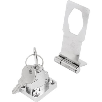 dingchi Twist Knob Keyed Locking Hasp for Small Doors, Cabinets and More, Steel, Keyed Hasp Lock in Chrome Plated, Metallics Hasp