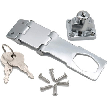 dingchi Double Hinge Safety Hasp Lock in Zinc Plated, Hardened Steel Concealed Hinge Pin Hasp Keyed Lock