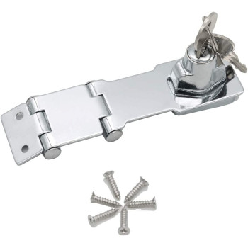 dingchi Double Hinge Safety Hasp Lock in Zinc Plated, Hardened Steel Concealed Hinge Pin Hasp Keyed Lock