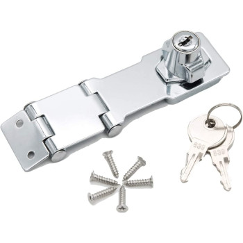 dingchi Double Hinge Safety Hasp Lock in Zinc Plated, Hardened Steel Concealed Hinge Pin Hasp Keyed Lock
