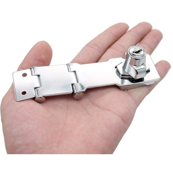 dingchi Double Hinge Safety Hasp Lock in Zinc Plated, Hardened Steel Concealed Hinge Pin Hasp Keyed Lock