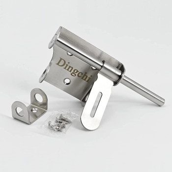 dingchi Sliding Bolt Gate Latch,Stainless Steel Latch Bolt Door Latch Lock, Bolt with Padlock Hole, Hasp Safety Clasp Hasp Barrel Bolt Sliding Latches,Stainless Steel Brushed Finish