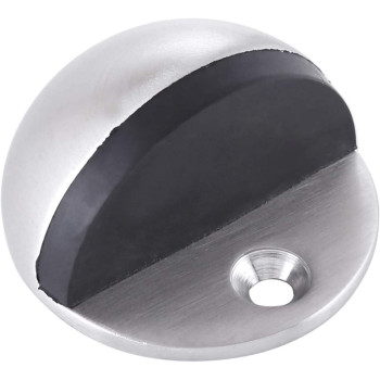 Dorfit Stainless Steel SUS 304 Floor Mounted Door Stopper Half Round Moon with Black Rubber Padding - DTDS001