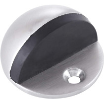 Dorfit Stainless Steel SUS 304 Floor Mounted Door Stopper Half Round Moon with Black Rubber Padding - DTDS001