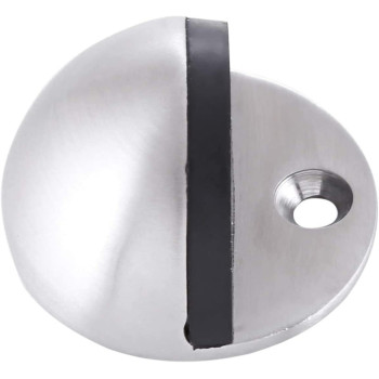 Dorfit Stainless Steel SUS 304 Floor Mounted Door Stopper Half Round Moon with Black Rubber Padding - DTDS001