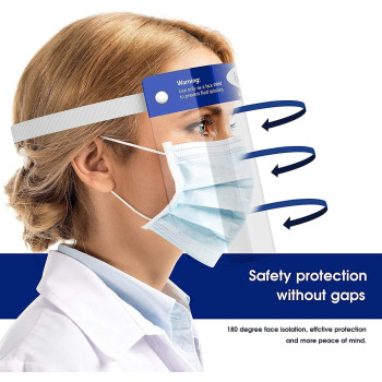 5-Pack Face Shield,Adjustable Anti-Fog Dental Full Face Shield with Protective Clear Film Elastic Band and Comfort Sponge