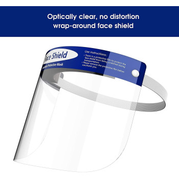 5-Pack Face Shield,Adjustable Anti-Fog Dental Full Face Shield with Protective Clear Film Elastic Band and Comfort Sponge