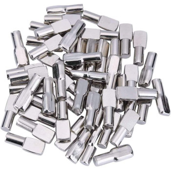 EuTengHao 60 Pieces Shelf Pins 7mm Flat Spoon Style Cabinet Furniture Shelf Support Pegs Fit for >=0.275 Inch (7mm) Hole Closet Shelf Pegs Nickel Plated