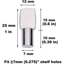 EuTengHao 60 Pieces Shelf Pins 7mm Flat Spoon Style Cabinet Furniture Shelf Support Pegs Fit for >=0.275 Inch (7mm) Hole Closet Shelf Pegs Nickel Plated