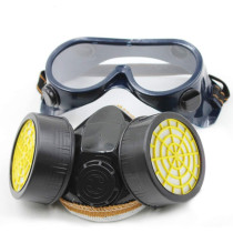FahionswanAE Dual Cartridge Anti-Dust Chemical Safety Painting Gas Filter Respirator with Goggles (Black)