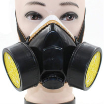 FahionswanAE Dual Cartridge Anti-Dust Chemical Safety Painting Gas Filter Respirator with Goggles (Black)