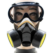 FahionswanAE Dual Cartridge Anti-Dust Chemical Safety Painting Gas Filter Respirator with Goggles (Black)