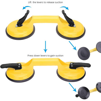 FCHO Heavy Duty Aluminum Vacuum Plate Handle Glass Suction Cups Holder