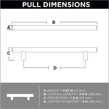 Franklin Brass P01026Z-FB-B Bar 5-1/16 Inch Cabinet Pull, 5-1/16" (128mm), Matte Black